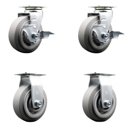Service Caster Tool Box Caster Wheel Set 5'' Thermoplastic Rubber Swivel Casters, 4PK TOOL-SCC-20S520-TPRRF-TLB-2-R-2